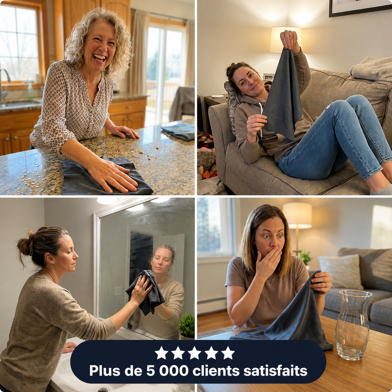 Lot de 5 Lavettes Microfibre Zérotrace™