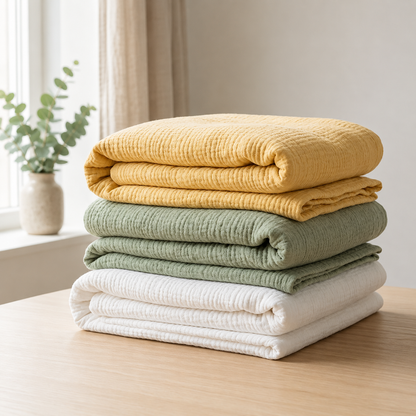 Mousselia™ – La couverture en mousseline de coton qui vous enveloppe de douceur