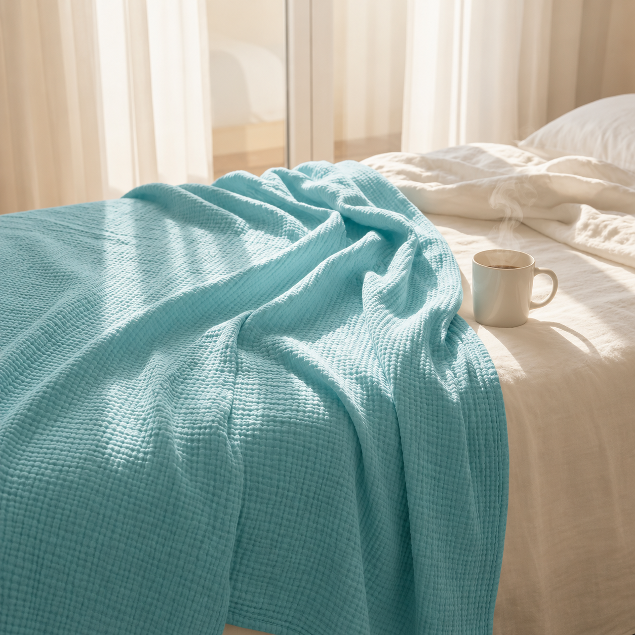 Mousselia™ – La couverture en mousseline de coton qui vous enveloppe de douceur